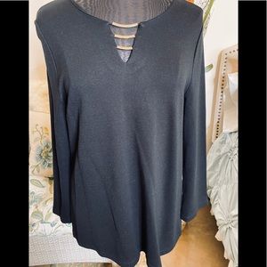 Chico’s black knit sweater with metal detail